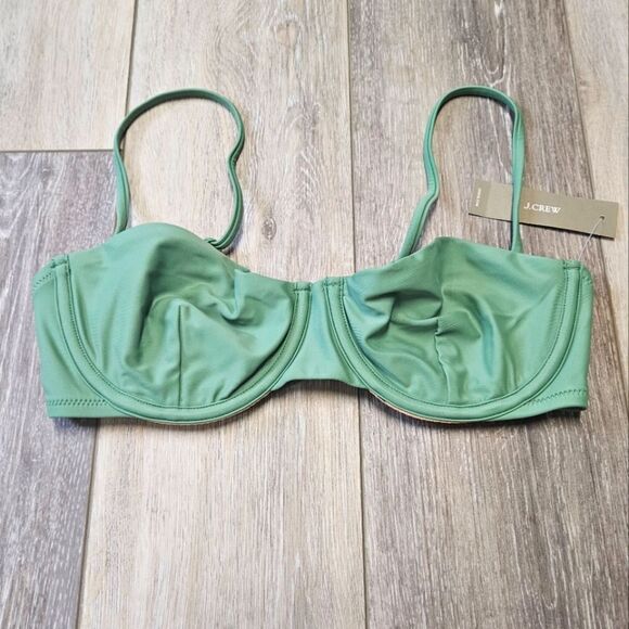 J. Crew Balconette Underwire Bikini Top Green Women’s Size 34C Swimwear Beach - Picture 1 of 7